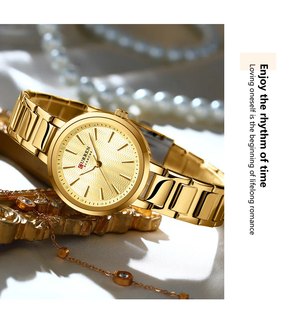 CURREN 9109 Luxury Waterproof Women's Watch Fashionable Stainless Steel Girl Clock Outdoor Luminous Women Wrist Watches