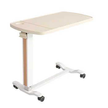 Cheap Price Adjustable Hospital Bed Tray Lift Table Folding Design with Casters Made of Durable Plastic for Patient Use