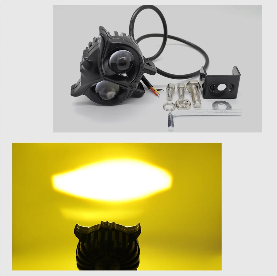 12-80V фара мотоцикла водонепроницаемый светодиодный свет работы с формой сова мотоциклетные фары автомобиля желтого цвета для ближнего и дальнего света