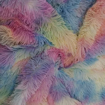 New spot 40 hair colorful plush rainbow PV wool tie dye Hai Pai fur toys home pet supplies fabric