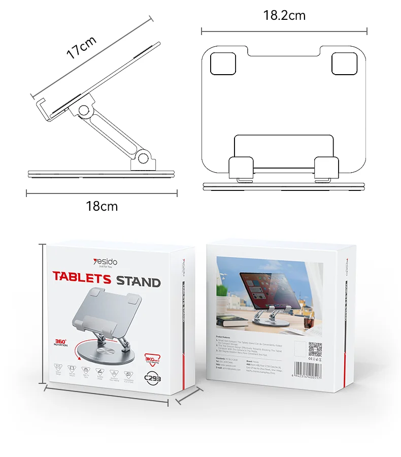 Yesido 360 Rotating Good Heat Releasing Folding Design Aluminum Alloy Table Using Phone Holder