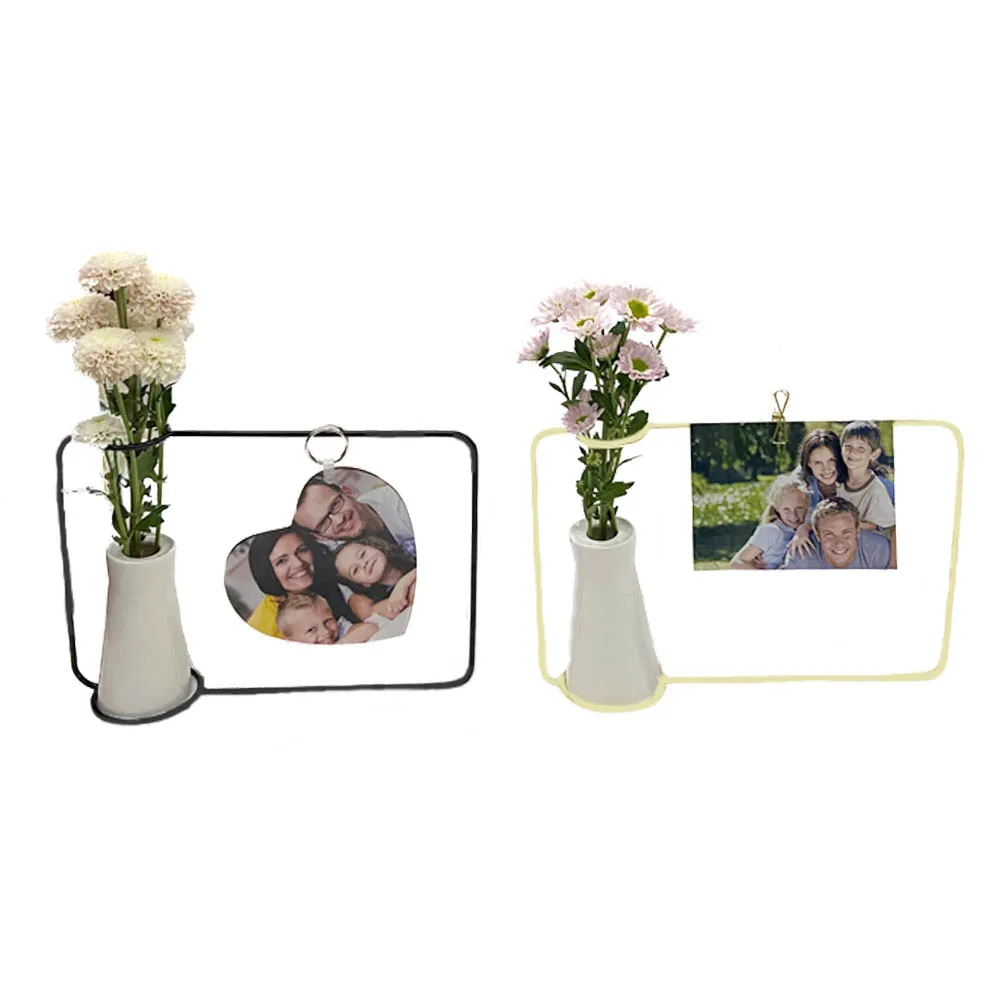 Board Sublimation Blank Photo Frame with Vase for Home Decoration Arrival Metal with Wood New Iron Artwork Black and Gold 20pcs