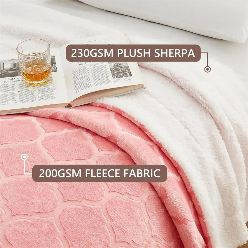 Blanket Amazon Double Layer Thick Lambskin Blanket Solid Color Composite Blanket Flannel Blanket
