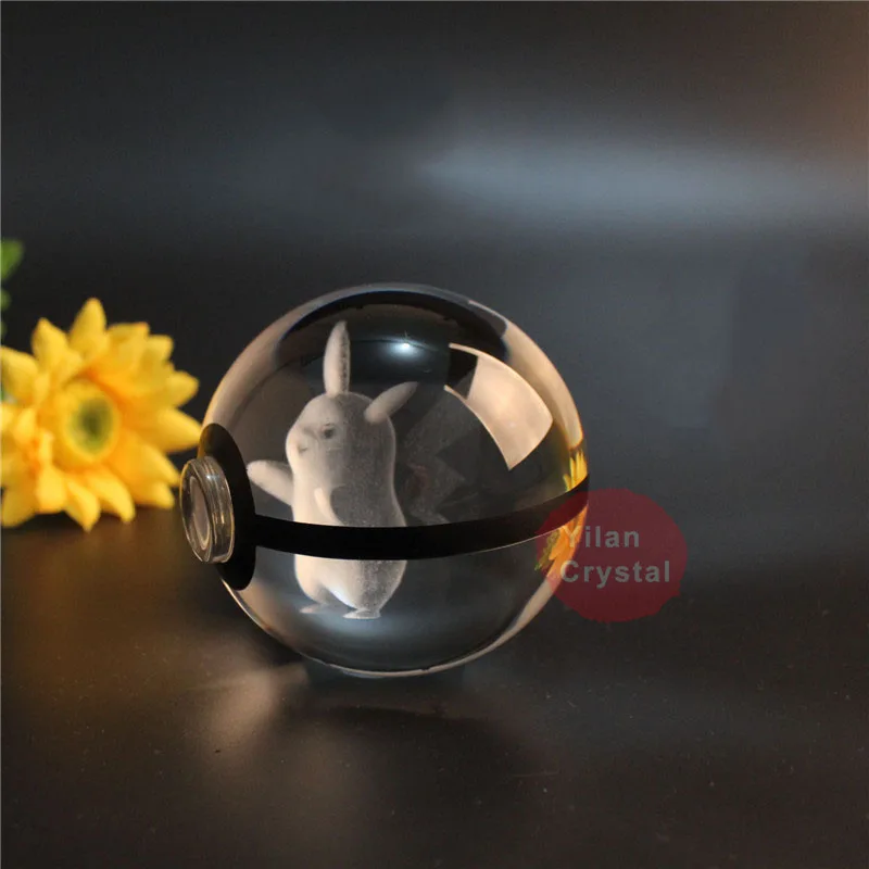 
 Самый популярный 50 мм 80 мм 3d лазерный кристалл k9 Пикачу Покемон шар светящаяся светодиодная основа для детей подарок  