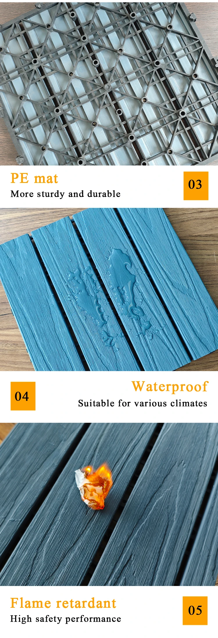 Foju New Style Wpc Interlocking Floor Tiles Outdoor Deck Building Materials Outdoor Cheap Deck