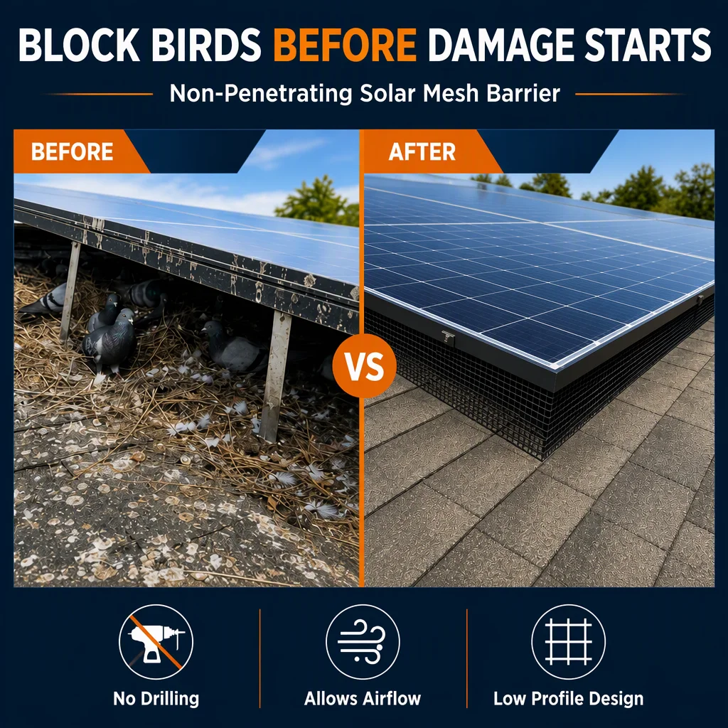 Rustproof Solar Panel Critter Guard Mesh Roll Anti Rodent Squirrel Bird Barrier Galvanized Wire Netting Pigeon Proofing