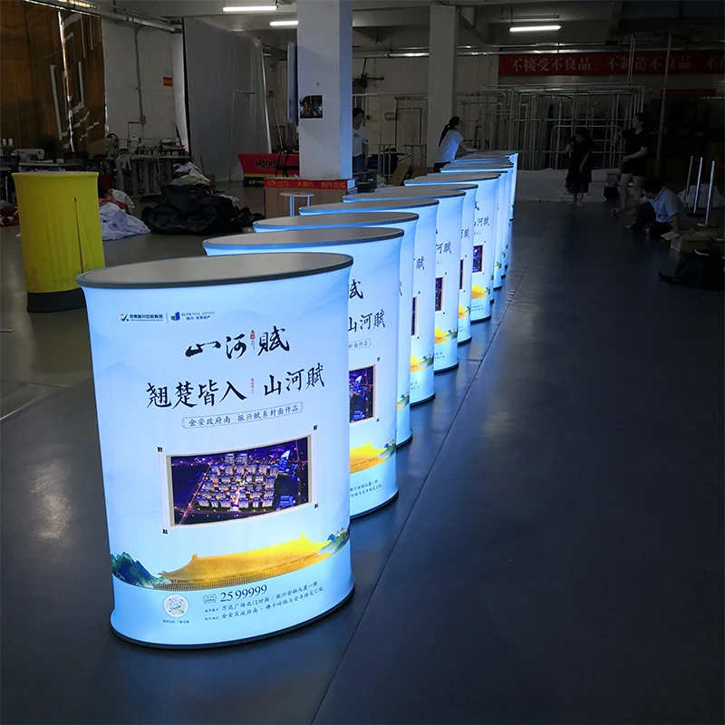 Trade Show Display Table Rectangle Pop up Counter Foldable Trade Show Counter Desk Pop up Booth Table With LED Light