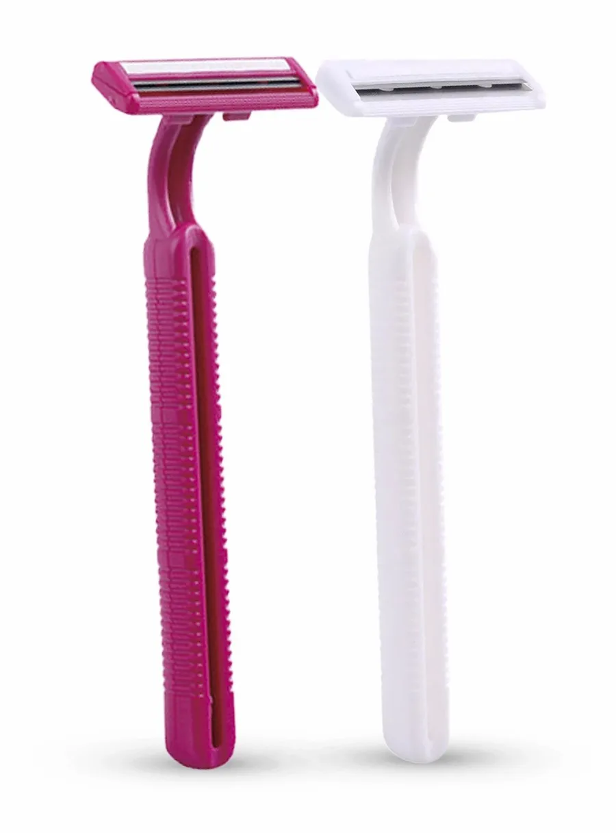 High Quality Disposable Twin Blade Razor for Ladies Click Twins Raspberry Plastic Handle Direct Factory Warehouse Supply for