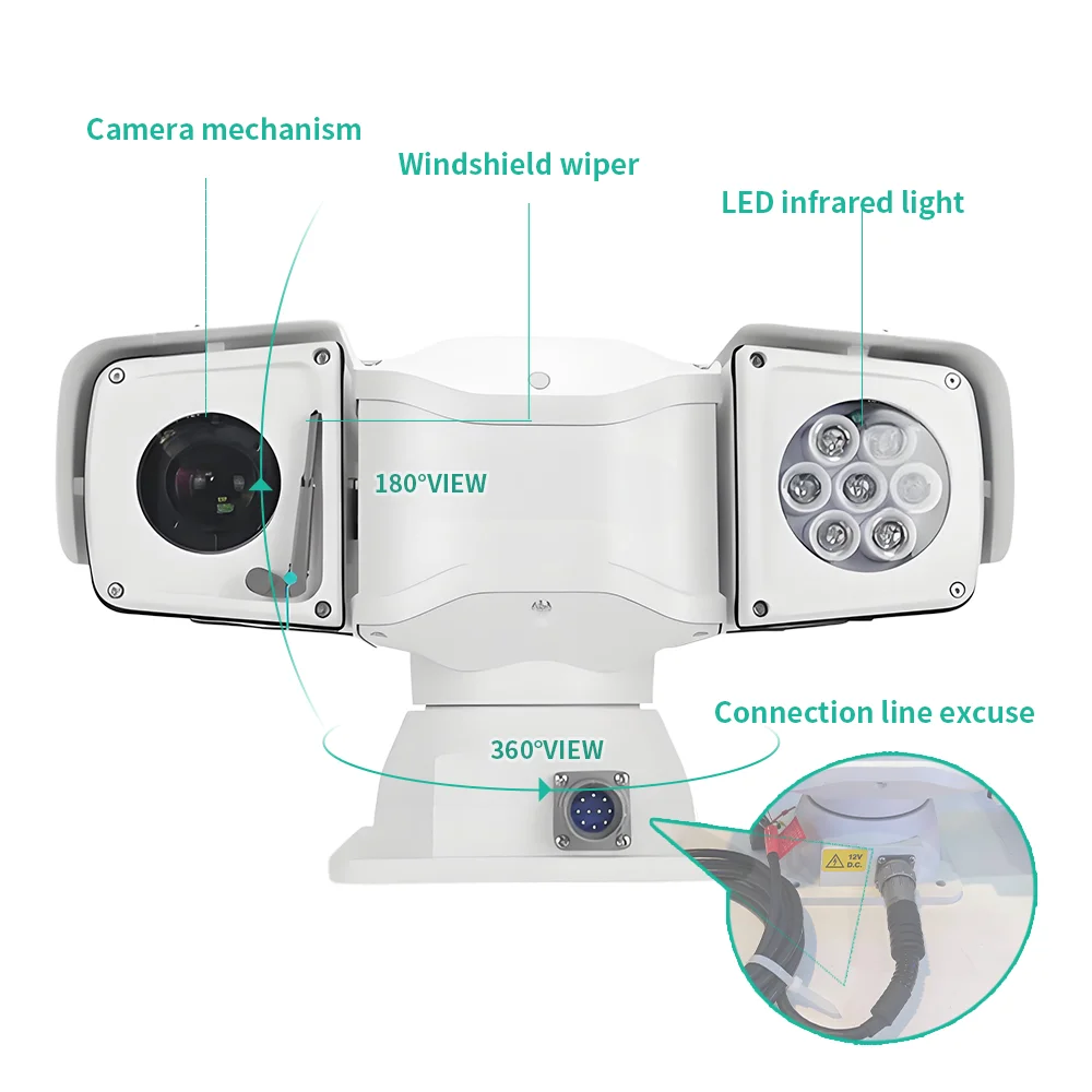 product all terrain ptz camera 150m night vision 360 rotation  defrost ip66 rs485 for construction vehicles  cargo ships-5