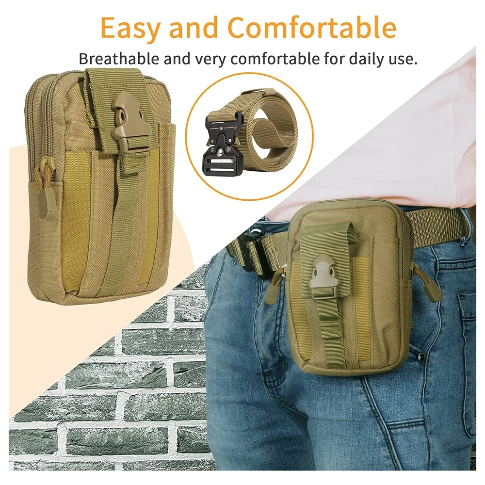 Molle Pouch Belts with Heavy Duty Quick Release Metal Buckle Security Molle Waist Bag Waist Work Tactical Belt