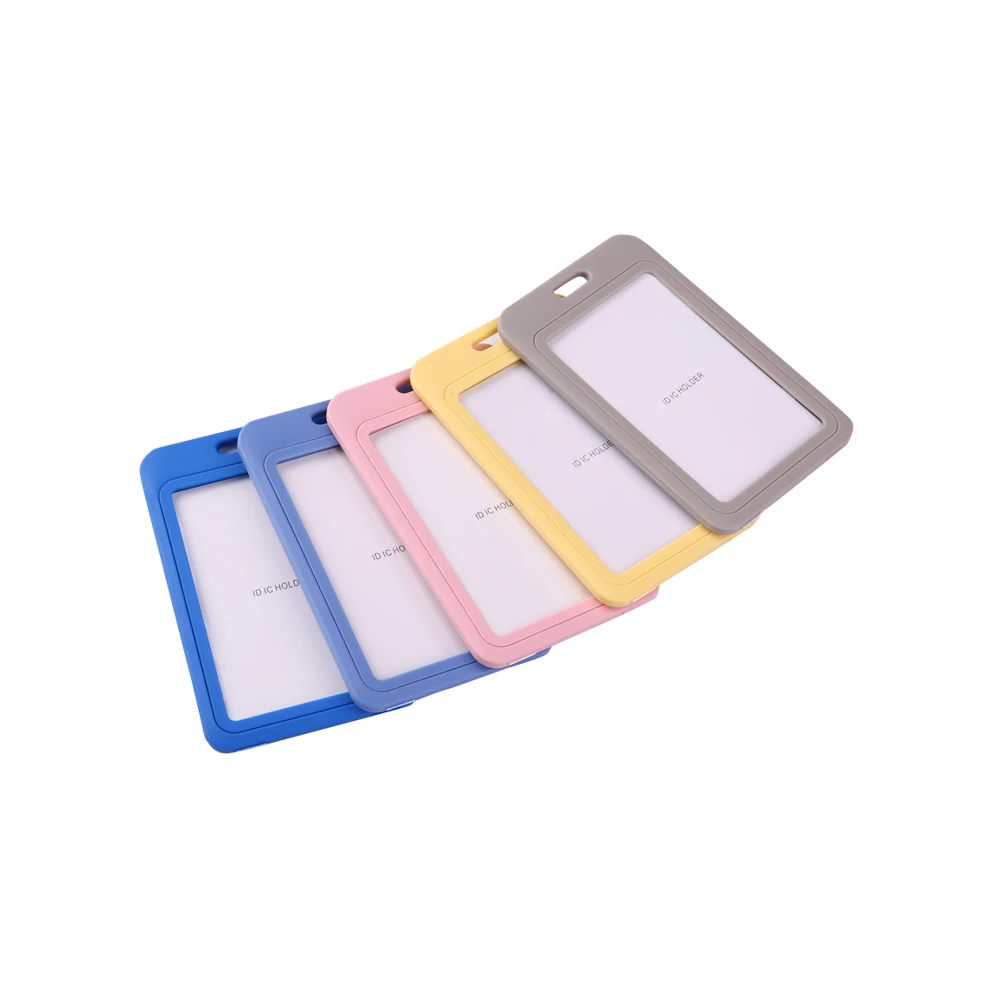 Business name double-sided rfid blocking employee key pvc id holder memory card case holder hard plastic clips customise