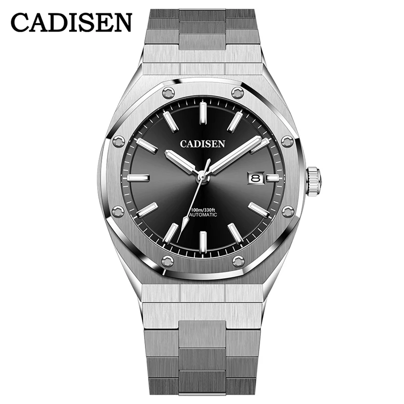 CADISEN 8180 Japan NH35A Movt Men's Watches Mechanical Automatic watch 5  ATM Wrist Watch business men Clock Date hombre