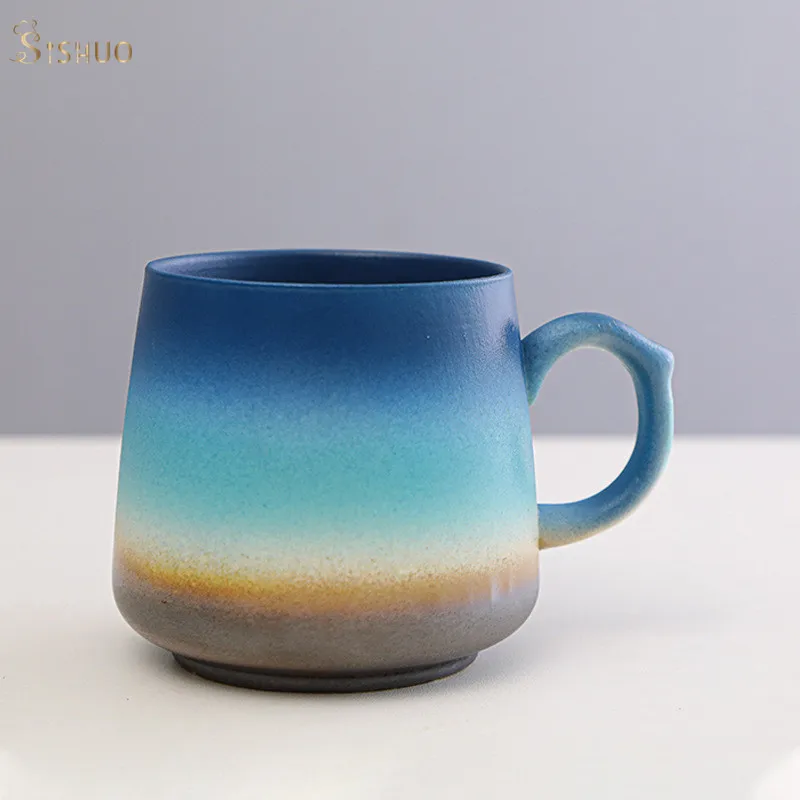 350ml Japanese Style Red Colors Ceramic Coffee Mugs With Handle