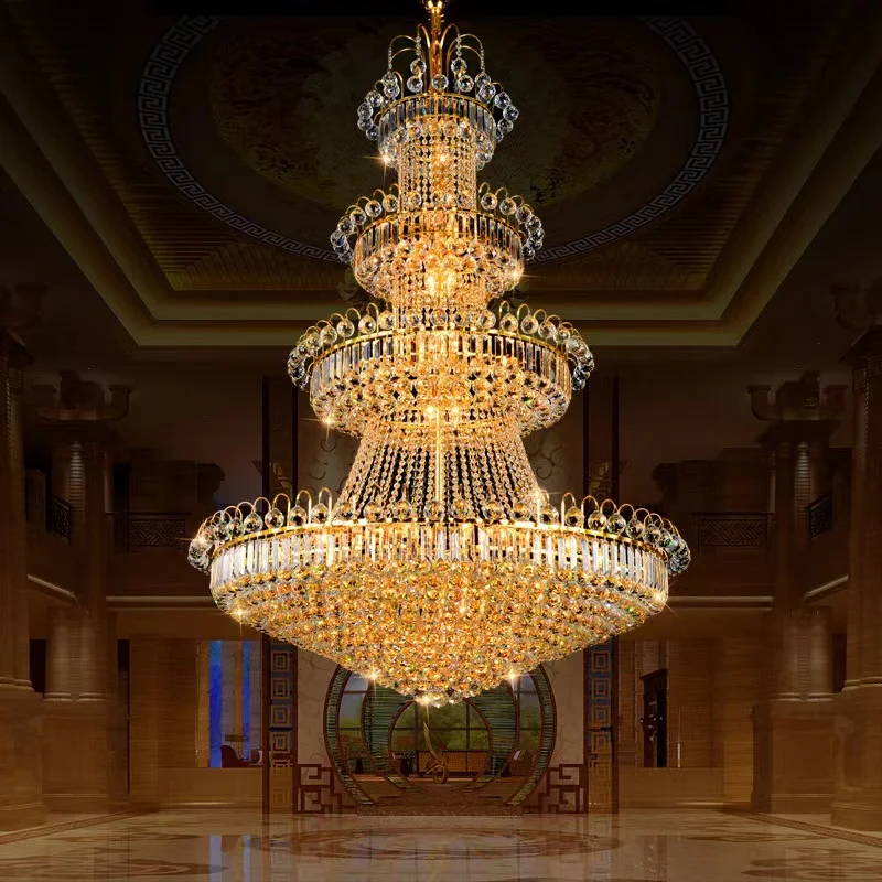 Chandelier Crystal Lights Luxury Traditional Giant Hotel Lobby Hall Crystal Lighting Modern Chandelier