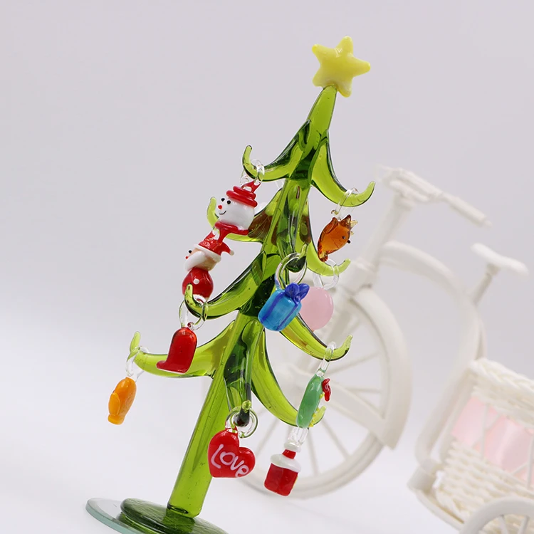Hand Blown Glass Christmas Tree With Removable Ornament