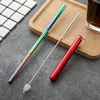 Red case+rainbow straw