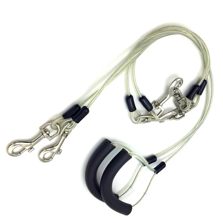 Custom Double Metal Dog Leash Steel Wire Dog Leash Rope Cable Tie Outs