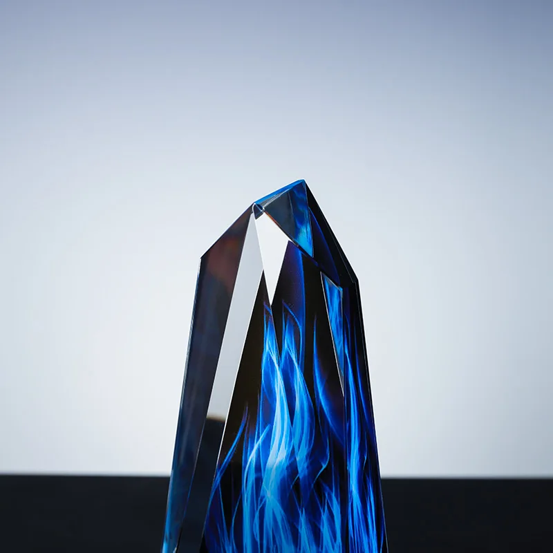 Factory custom k9 crystal color print Blue Iceberg trophy can be awarded iceberg trophy details