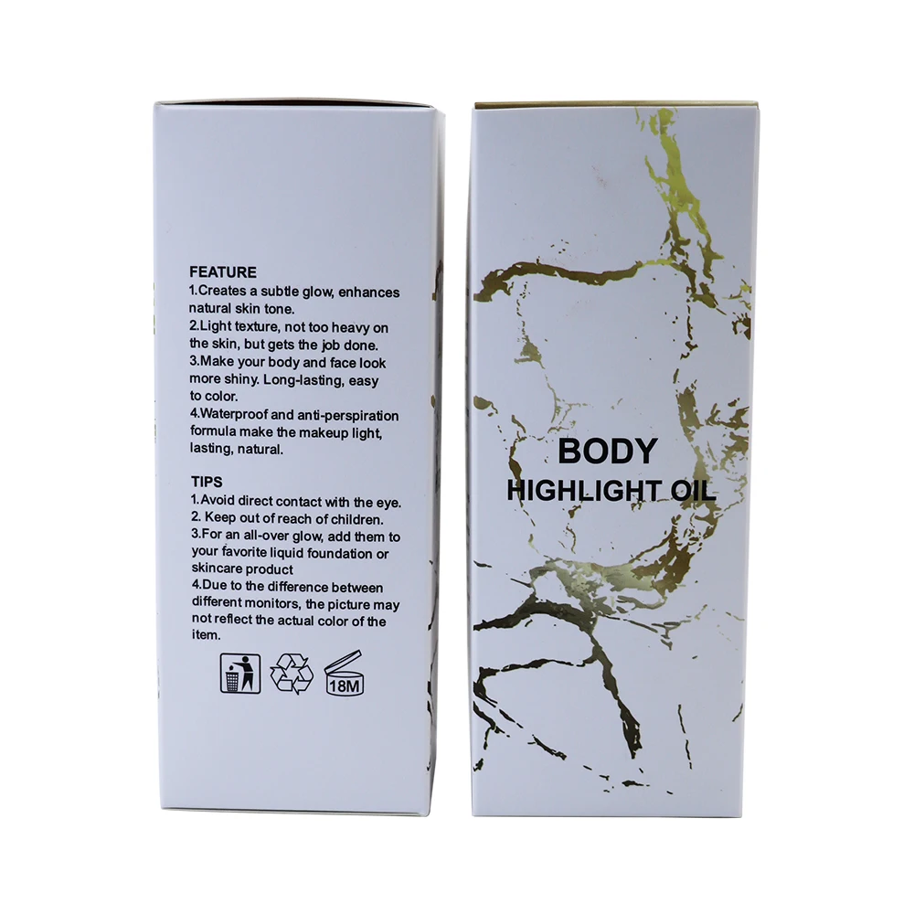 Макияж фирменный Логотип Пользовательский флакон лосьон распылитель блеск для тела мерцающее масло