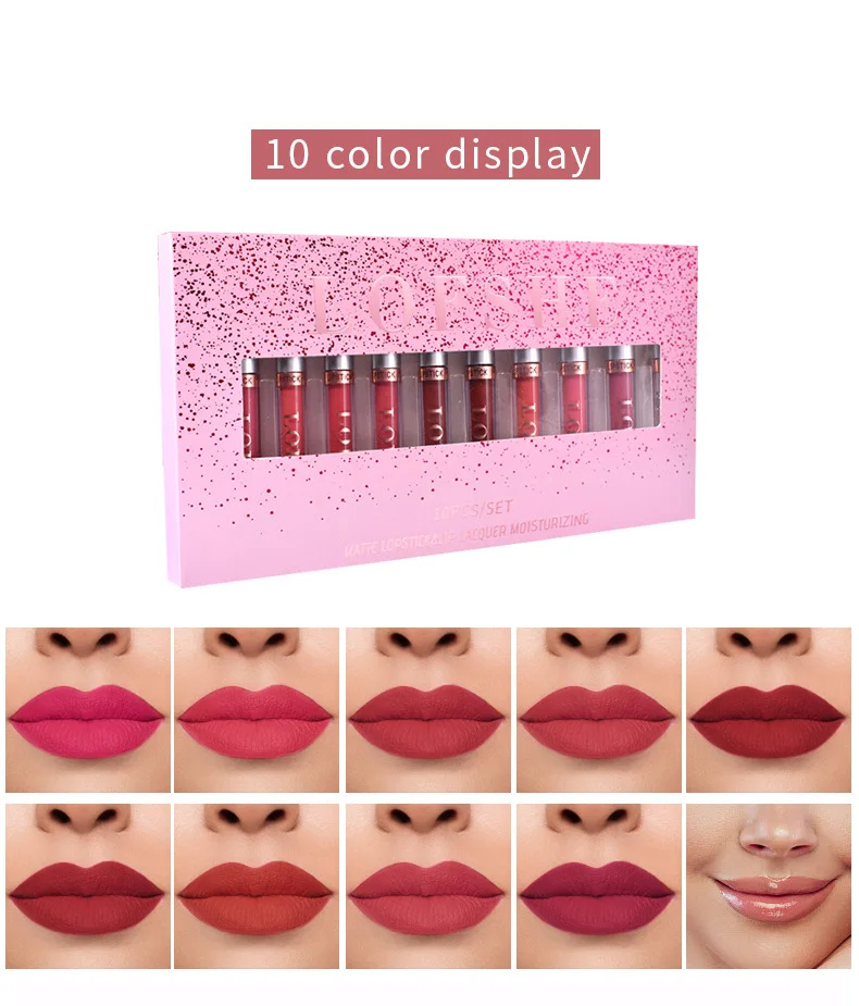 Private Label Cosmetics Vegan Cruelty Free  Kids 10 Colors Matte Smooth High Pigment Long Lasting Lip Gloss  Lipgloss Kit Set