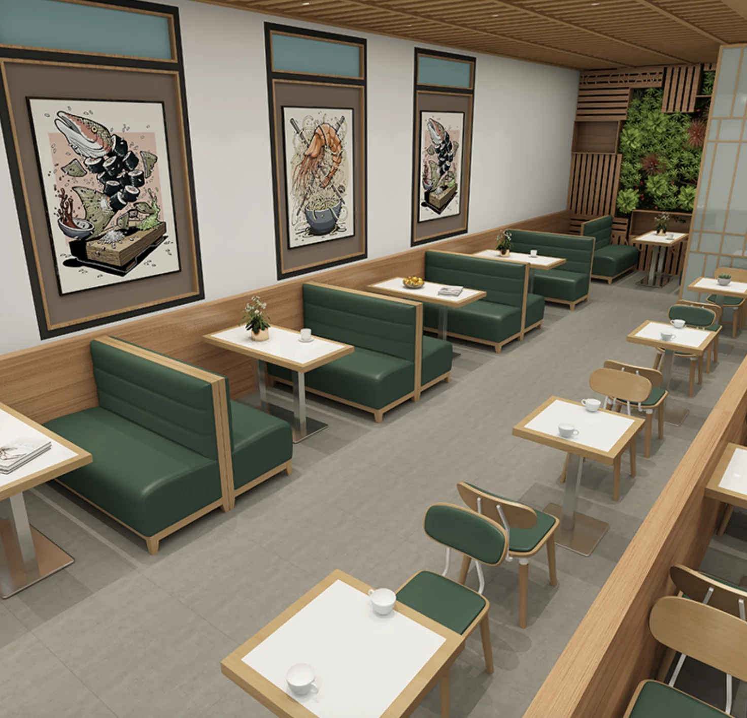 Modern Custom Dining Table Set Cafe Style Booth Seating and Restaurant Booth Seats
