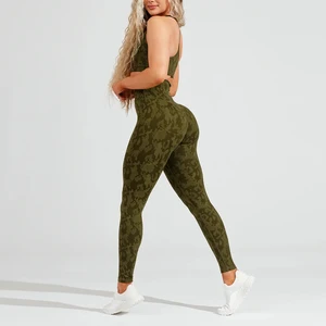 Customized High Quality Camouflage Print Yoga Pants Elastic Waist Four-Way Stretch Quick Dry Lightweight Breathable Leggings