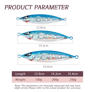 150/200/250g 3D Hollow Luminous Lead Bait Slow Jigging Metal Plate Artificial Lure Octopus Red Mackerel Cross-Border – Metal Jig – view 5