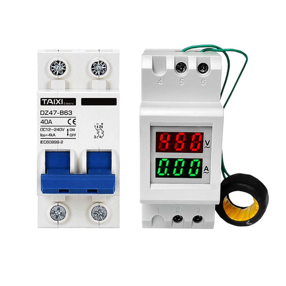 AC80-300V Digital Din-Rail LED Ammeter Voltmeter Voltage Current Meter Power PR1 