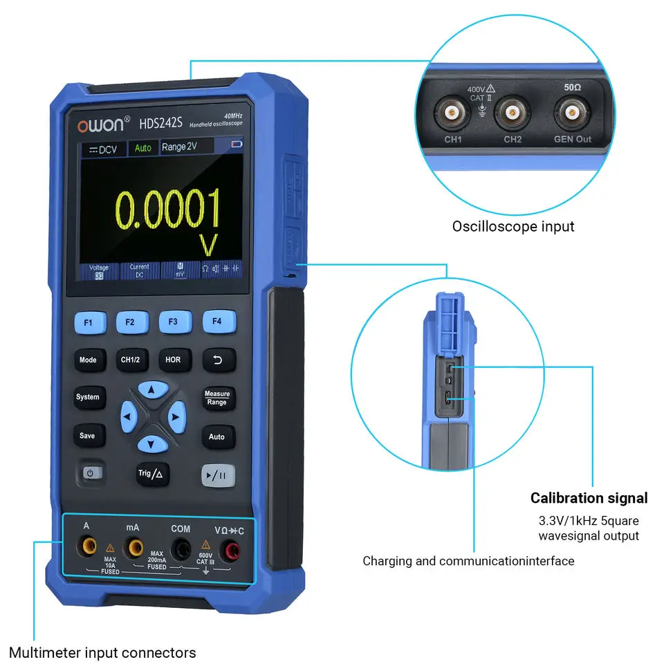 VDS1022I,25MHz 400V Max. input Voltage OWON Oscilloscope