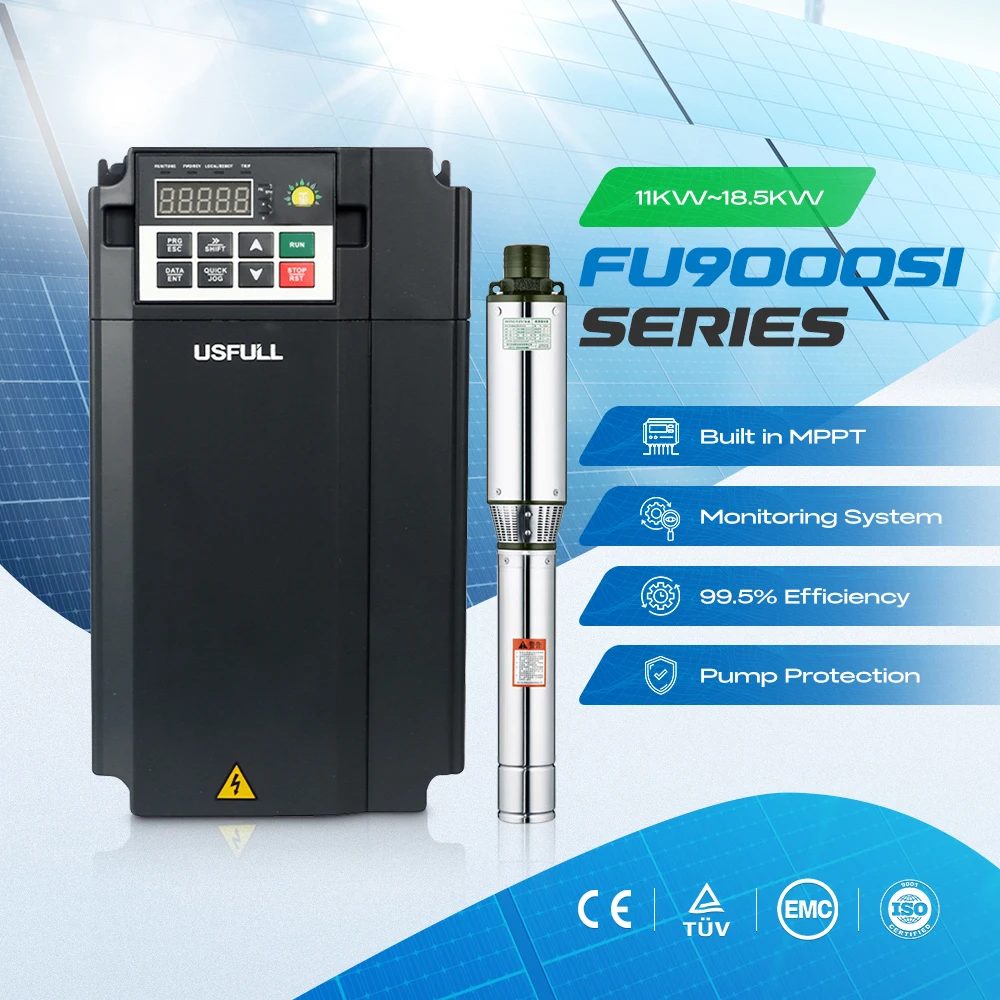 USFULL Solar Plc/vfd Control Panel Board 20hp Fan Vfd 7.5kw 90kw 100kw Three Phase Frequences Drive Mppt Solar Pump Inverter