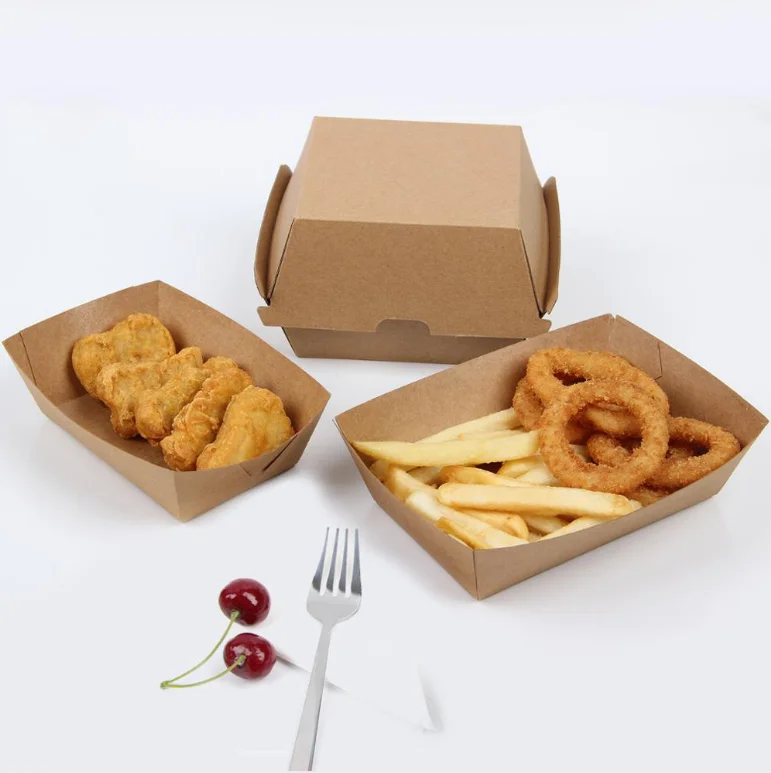 Eco Friendly Disposable Sugarcane Hamburger Box Custom Printed Takeaway Packaging Box for Fast Food and Sandwich