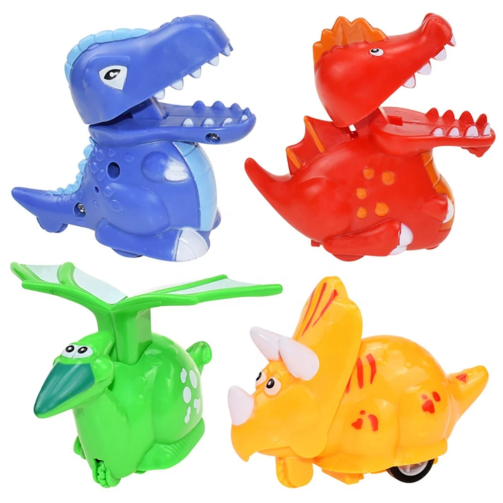 Set De 4 Coches De Juguete Con Forma De Dinosaurio, Press And Go Para Niños De 1 A 3 Años, Con Silbato, Ruedas Antideslizantes Y ABS Resistente