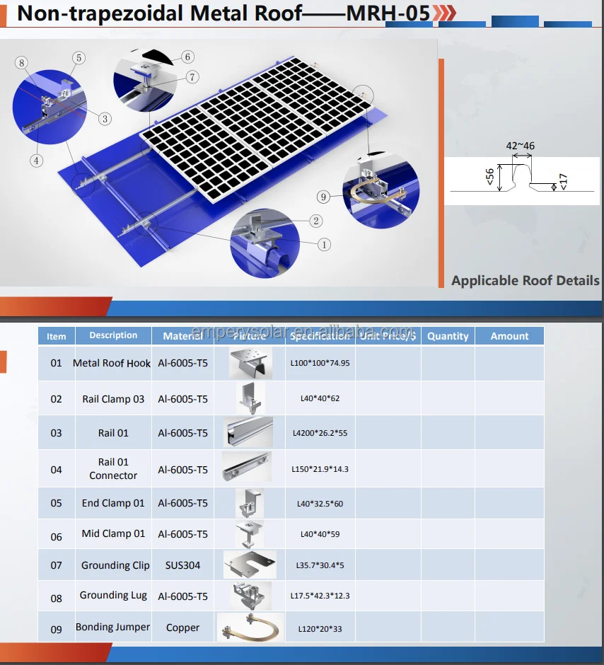 Solar Mounting Component Aluminium Cliplock Solar Mounting Brackets - Durable & Efficient