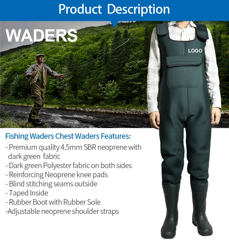 5mm Neoprene Fishing Chest Waders For Men With Boots Cleated Bootfoot