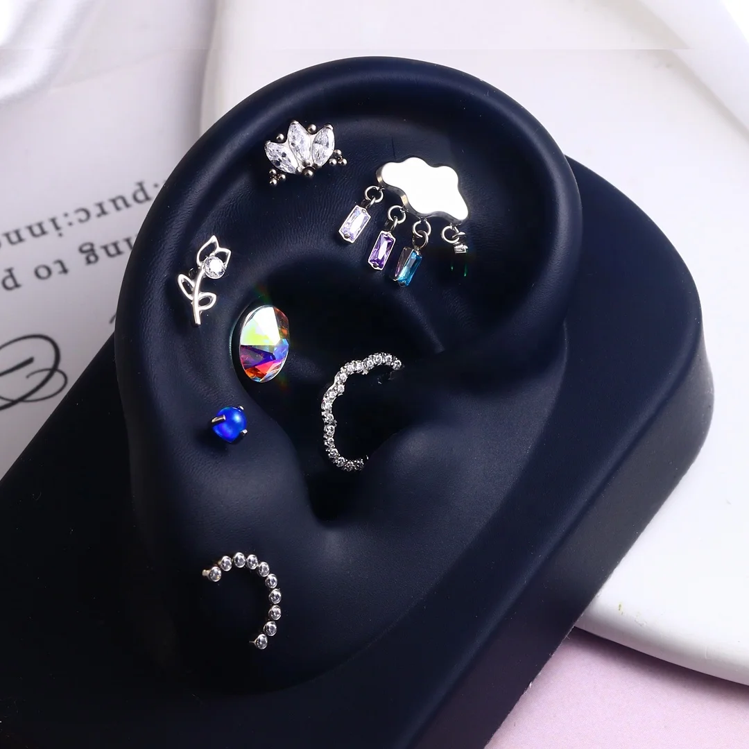 Eternal Metal Implant Grade Titanium Mixed Threaded Tops Piercing