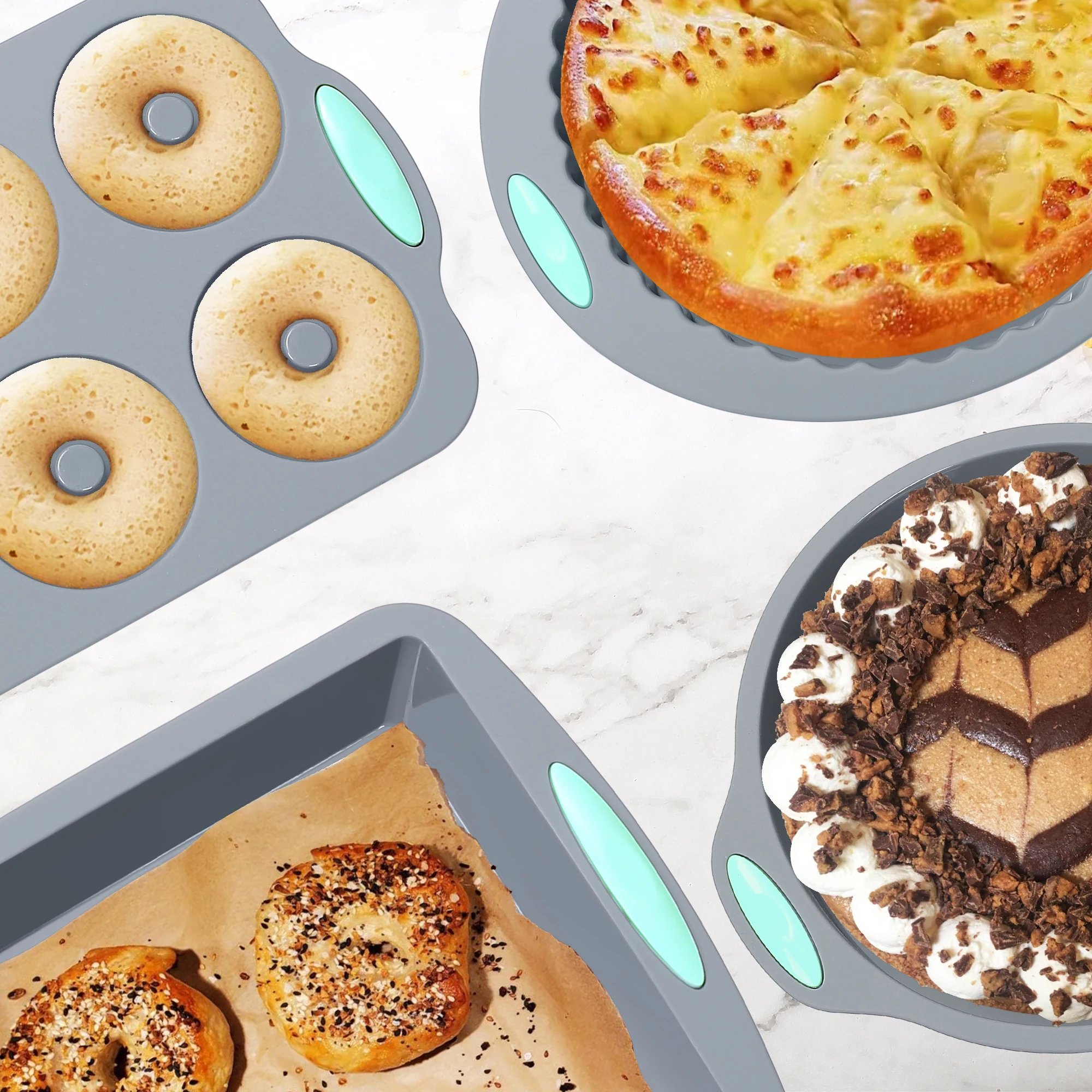 Molds Silicone Bakeware Safe 46-Piece Oven Safe Non-Stick Silicone