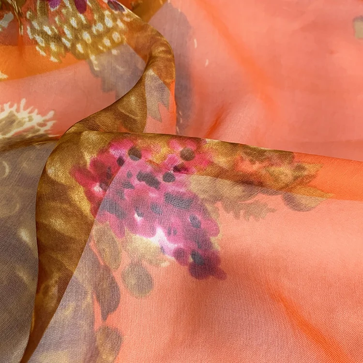 Модная Изысканная шелковая шифоновая ткань с цветочным принтом 6 мм для шарфа платья пижамы