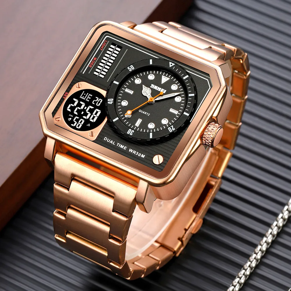 SKMEI Orologio Uomo Cronografo In Acciaio Inox – Impermeabile, Quarzato, Con Data – Stile Classico E Sportivo Per Interni Ed Esterni - 2