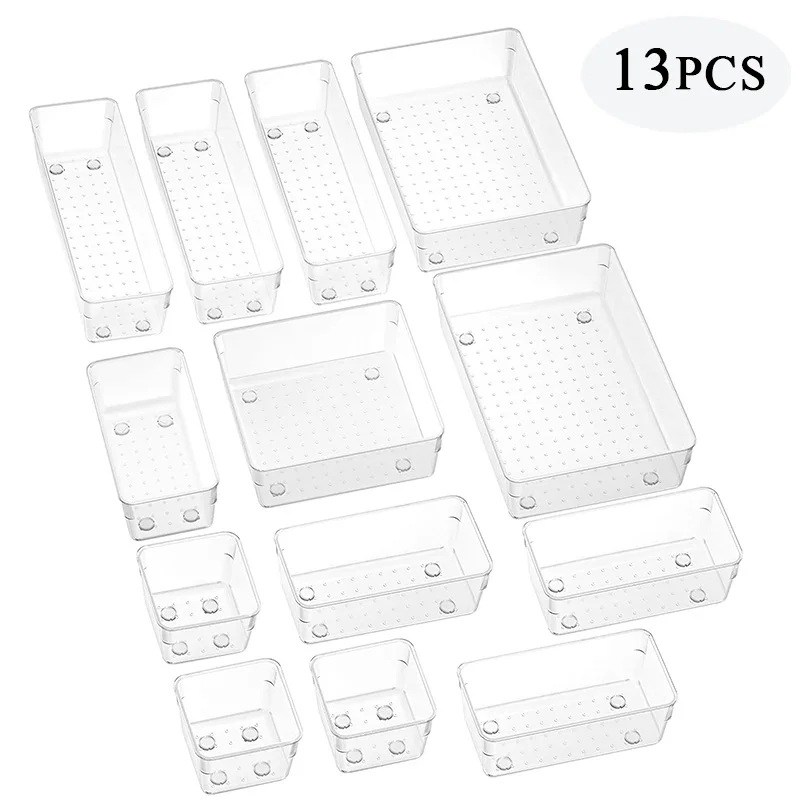 Bathroom Drawer Desk Makeup Drawer Storage Box  Clear Plastic Organizer Box