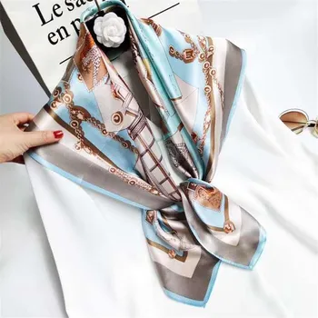 Wholesale Luxury Designer Fashion Head Hair Hijab Scarf For Women Printing Square Silk Scarf&Shawls