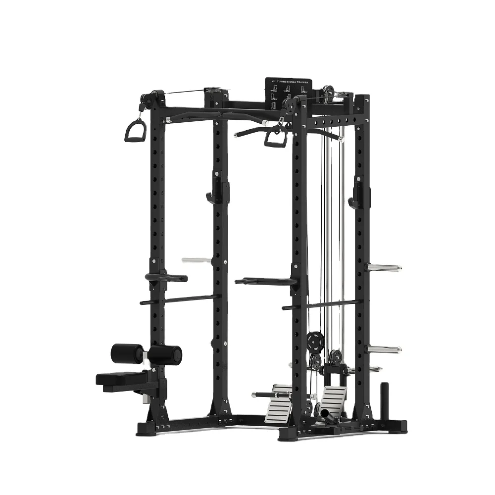 Commercial Adjustable Functional Trainer Power Gym Equipment Smith Machine Squat Rack with Lat Pull Down and Cable Crossover