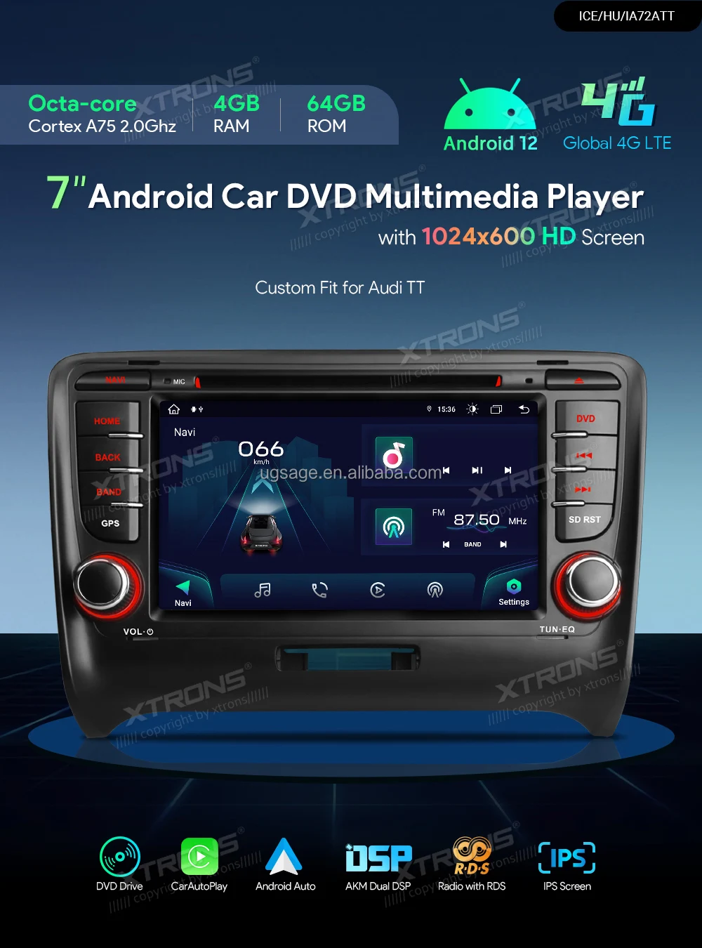 Android12.0 Car Stereo Radio For Audi TT MK2 8J 2006-2012 GPS Sat Nav WIFI  DAB+
