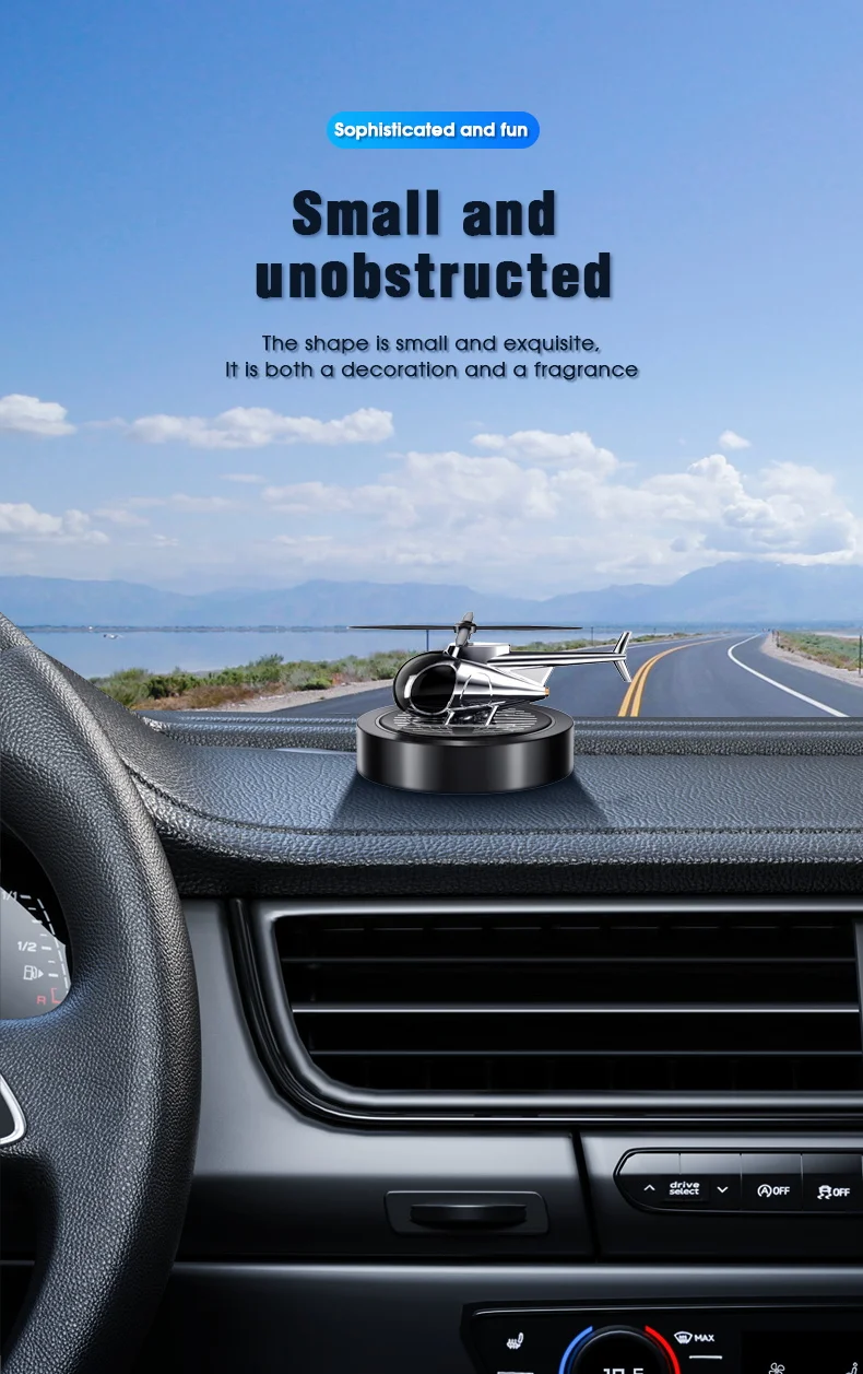 Solar Car Air Freshener Helicopter Fragrance Auto Flavoring Interior Accessories Propeller Rotating Perfume Diffuser Supplies