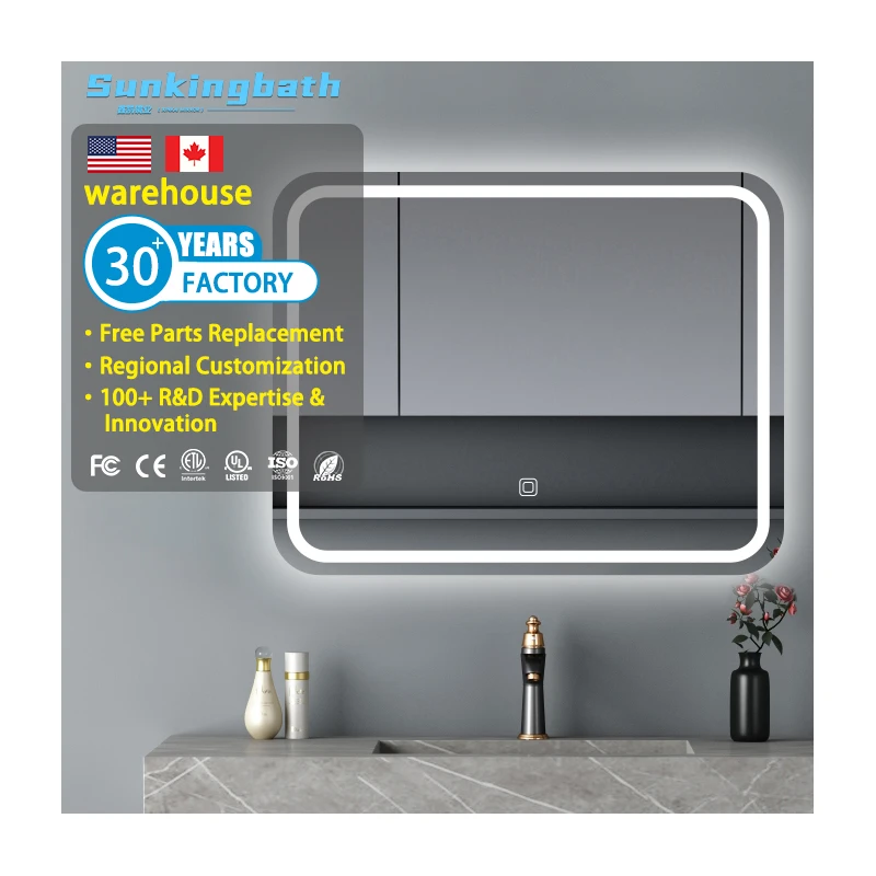 New Design Bathroom Led Mirror Ip66 Touch Sensor Led Makeup Mirror Anti Fog Bathroom Smart Mirror with Led Light for Hotel
