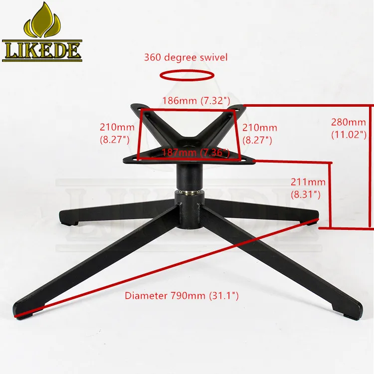 Tilt Beveled Top Plate Black Steel Iron Easy Swivel Rotating Furniture Legs Chair Base With Stylish Design