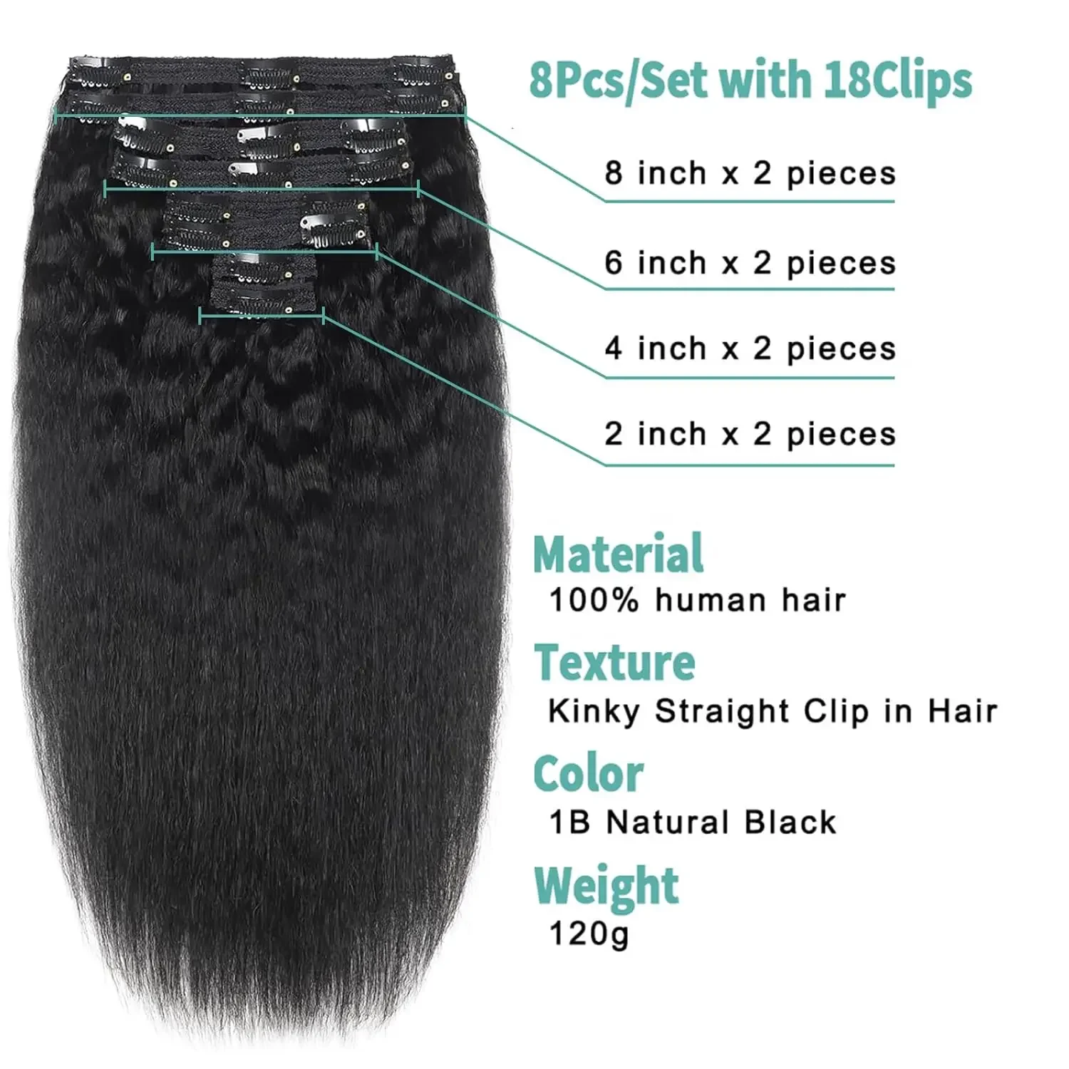 Brasilianische Kinky Straight Clip In Echthaar Extensions_voghion.com