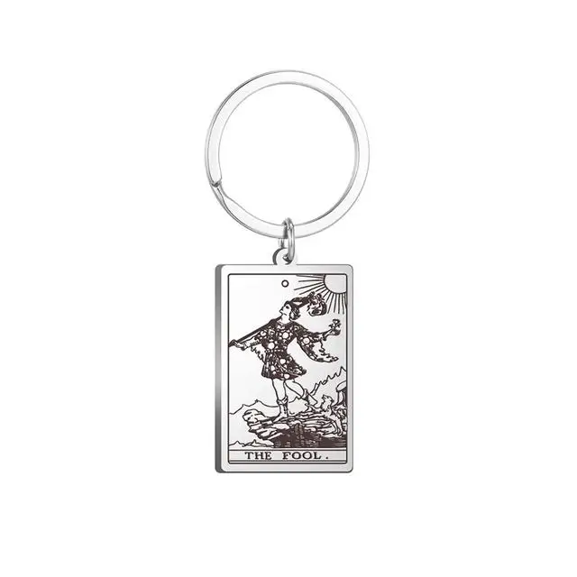 The Major Arcana Pendant Keychain First Set of Cards in the Tarot Oraculo Card Vintage Key Ring Stainless Steel Jewelry