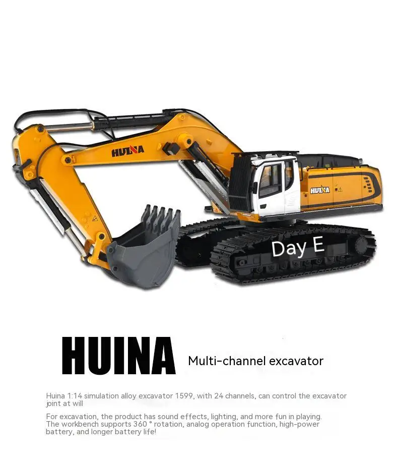 HUINA 1599 1:14 24CH Alloy Engineering RC Cars Toys Excavator