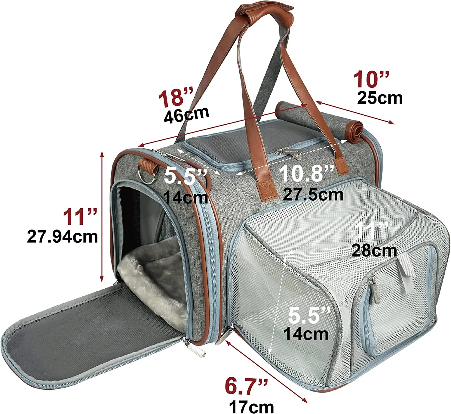  Premium Double Expandable Airline Approved Pet Carrier, Soft  Sided Cat and Dog Carrier Bag, Pet Travel Carrier with Plush Fleece Bedding  for Airplanes, Cars, Travel Tote with Seatbelt Strap 