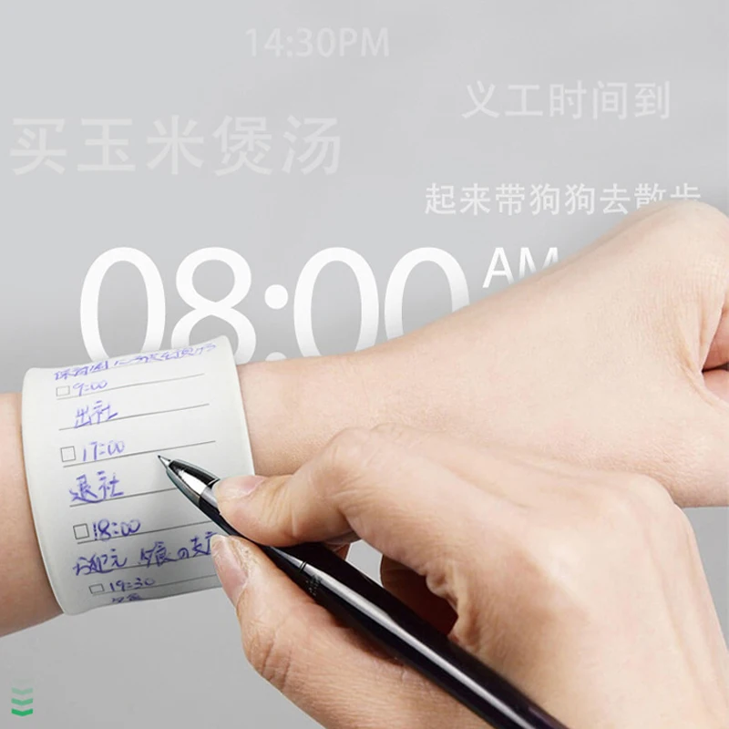 Silicone Memo Wrist Band, Waterproof Slap Bracelets Wrist Strap Waterproof Reusable Writable Erasable Wrist Strap Wearable Memo/